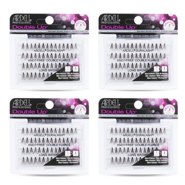Ardell False Eyelashes Double Up Individuals Knot-Free Long Brown 4 Pack