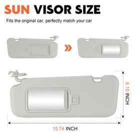 Gray Driver Left Side + Right Passenger Side Sun Visor Replacement Compatible with 2016 2017 2018 2019 Hyundai Elantra Replace 85210-F0100TTX
