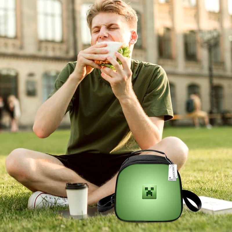 MIFKLMV Kids Lunch Bag, Video Game Creeper Lunch Box, Insulated