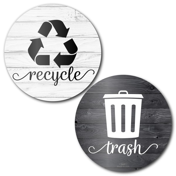 Farmhouse Recycling Stickers for Trash Can, 3.5" Trash and Recycle