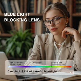 WINTOO Blue Light Glasses for Woman Men | 99% Blue Light Blocking Glasses | Computer Glassess | Night Driving | Gaming | TV Phone Screen Reader Square Frame | Anti Eyestrain & UV Glare Protection