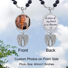 Memorial Car Charm Sympathy Gifts for Loss of Loved one, Keep Making Her Proud Ornament Hanging Rear View Mirror Accessories Grief Bereavement Sympathy Gift (A Piece of My Heart is in Heaven-Silver)