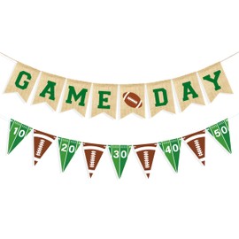 VILIFEVER VILIFEVER Game Day Burlap Banner Football Themed Garland Bunting, Football Birthday Party Decorations, Football Concessions Stand Hanging Sign Outdoor Home Decor