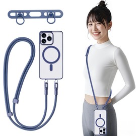 Chisafly Smartphone Shoulder Strap Holder, Mobile Strap Holder, Crossbody Hanging, Shoulder Bag, Neck Hanging, 2 Openings, Long, Durable, Compatible with All Models, Adjustable Length, Easy to Charge