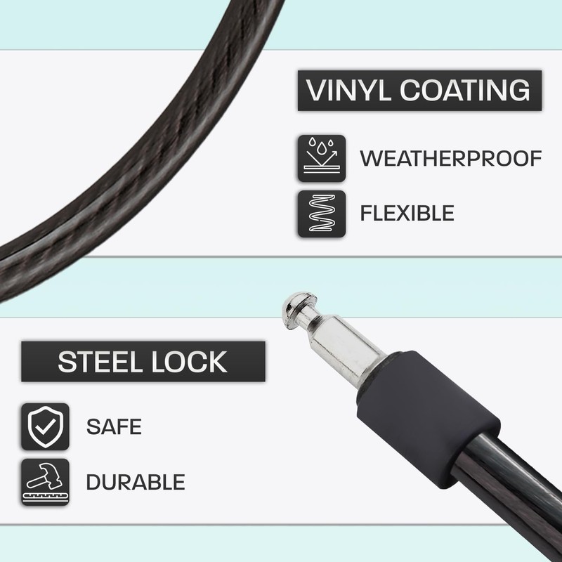 Bicycle Lock 2 Pieces Reinforced Cable 60 cm High Performance