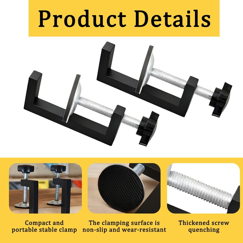 2 Pcs G Clamp for Woodworking, G Clamp with Adjustable