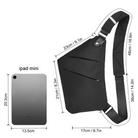 Aucuu Sling Shoulder Backpack, Chest Bag with Detachable Shoulder Strap, Waterproof Anti-Theft Military Daypack Crossbody Backpack for Men Women, Travel, Outdoor(Black)