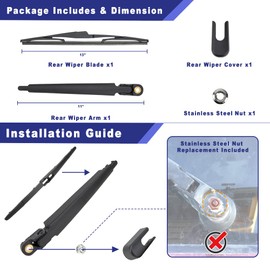 Shopauto Rear Windshield Wiper Arm Blade Assembly Kit Compatible with 2013-2018 Hyundai Santa Fe, 2019 Hyundai Santa Fe XL Rear Window Wiper, Replacement 98811B8000, 98811-B8000, 988502W000