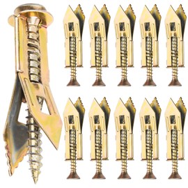 HINZIC 10 Sets Self-Drilling Anchor Screws, Zinc Plated Steel Drywall Anchors, Heavy Duty Metal Expansion Bolt, No Drill or Holes, for TV Shelf Straps Gypsum Boards Cabinets