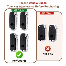 BXQATMB for Kia Key Fob Coverwith Leather zinc Alloy Keychains,Full Cover Key Case for Kia Sportage, Soul, Forte, Telluride, EV6, NIRO, K5, Stinger - 2018-2023 Keyfob Cover