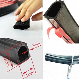 Self-Adhesive D Shape Door Rubber Seal Strip,1" RV Slide Out Seal EPDM Rubber, Weather Stripping for Fill Gaps,Apply to Car,Truck,RV,Boat and Home Application (8ft)