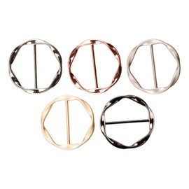 Rumyve 5Pcs T-shirt Tie Clips,Metal Scarf Silk Wrap Holder Pins,Round Clothes Knotted Button Ring for Women Girls