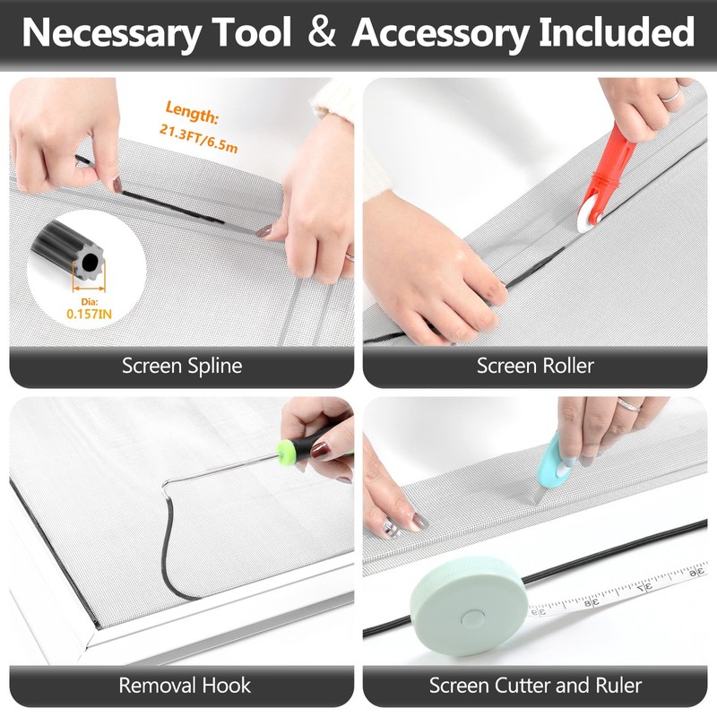 Secopad Window Screen Door Repair Kit, 39" x 78" Screen