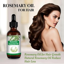 Aceite Esencial de Romero para Cabello - 100% Puro Orgánico para el Cuidado de la Piel, Cejas, Pestañas, Barba - Nutre el cuero cabelludo
