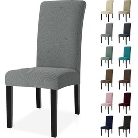 Ystyle Stretch Chair Covers, Set of 2, Chair Covers, Elastic, Removable, Washable, Universal Covers for Chairs, Chair Covers for Hotel, Banquet, Kitchen, Restaurant, Wedding Party, Light Grey