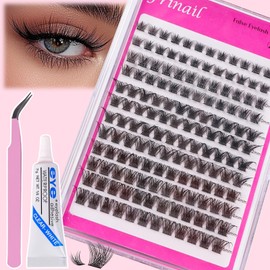 Frinail DIY Lash Clusters Kit Fluffy Cluster Eyelash Extensions,144Pcs 10-16mm Individual Lashes,DIY Lash Extension Soft Comfortable Fake Eyelash Clusters with Lash Applicator and Glue