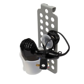 Home Basics Plastic Over-The-Cabinet Door Blow Dryer Holder with Cord Wrap Hair Dryer Organizer for Any Size Cabinet Door | Sturdy Plastic Construction