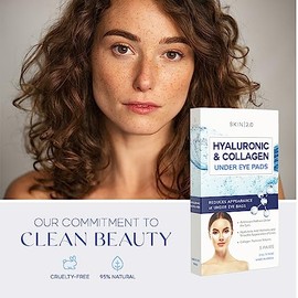 Skin 2.0 Parches de colágeno y ácido hialurónico para debajo de los ojos probados por dermatólogos, hidratantes, reducen bolsas y arrugas,...         
