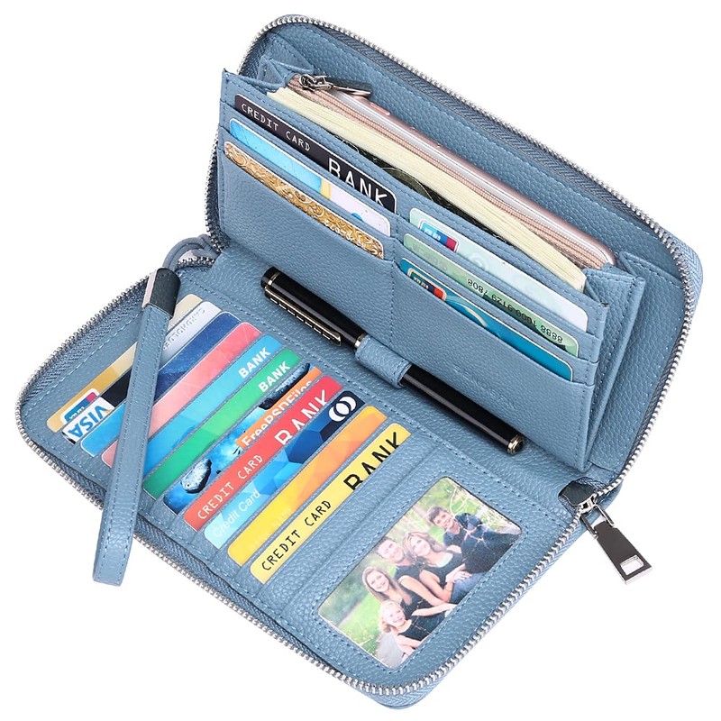 SENDEFN Women Leather Wallets RFID Blocking Zip Around Credit Card
