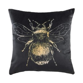 Evans Lichfield Gold Bee Cushion Cover, Black, 43 x 43cm