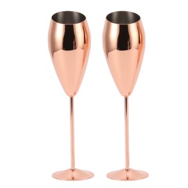 2pcs Copper Champagne Flutes Set Sturdy Thick Bottom Stainless Steel Brass Plated Champagne Glasses