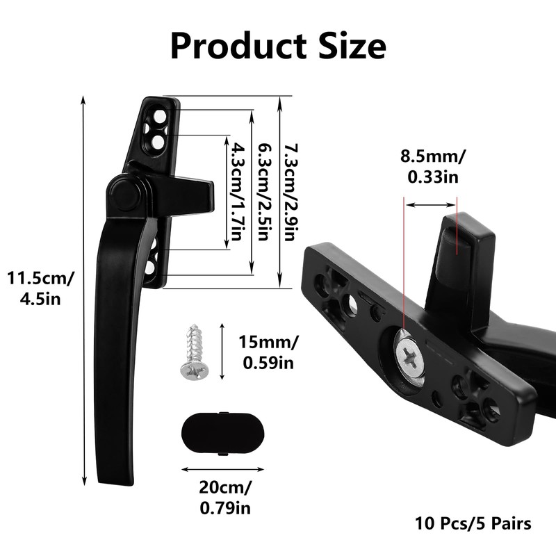 AHAQU 10PCS Replacement Window Handles, Right/Left Hand Universal Window Handle