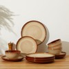 Pokini Stoneware Dinnerware Sets, Ceramic Plates and Bowls Set, Microwave
