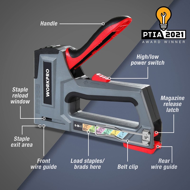 WORKPRO Staple Gun, 6-in-1, Manual Brad Nailer with 4000 Counts