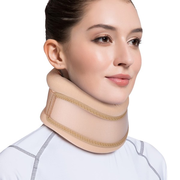 VELPEAU Neck Supporter, Neck Pillow, Cervical Spine Protection, Neck Corset, Neck Color, Fixed, Soft, Sleep, Home Use, Work, Unisex, Washable Cover Included (Dual Version, Brown, Small)