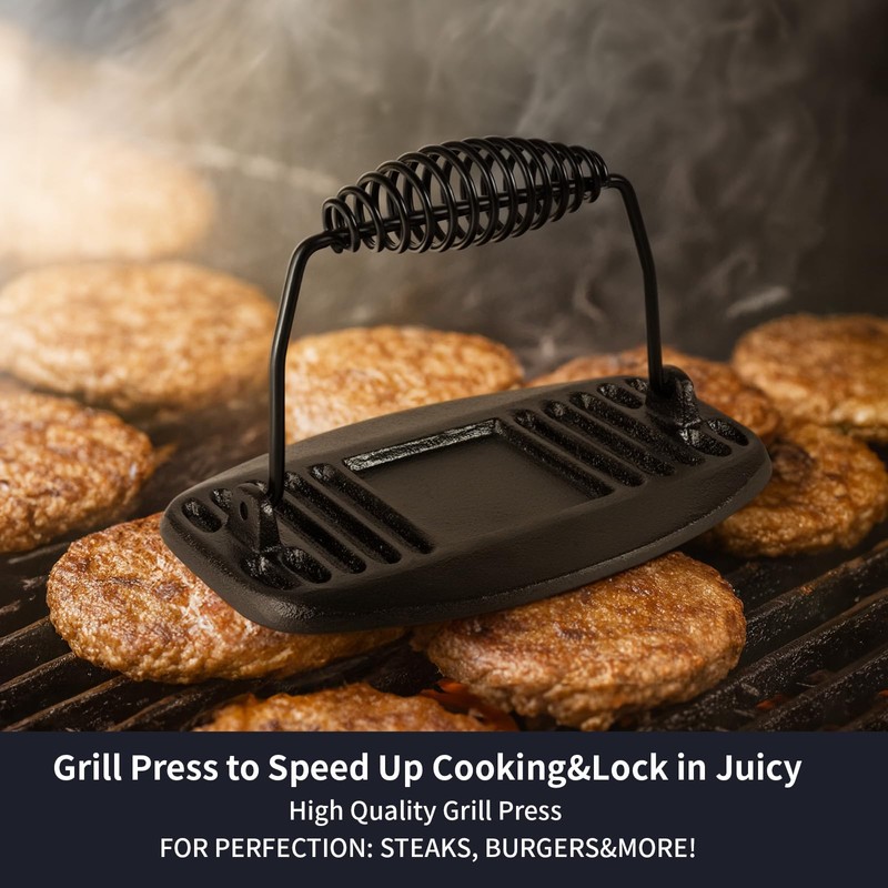 Tastedeli Cast Iron Grill Pan,9.25" Pre Seasoned Skillet with Pour
