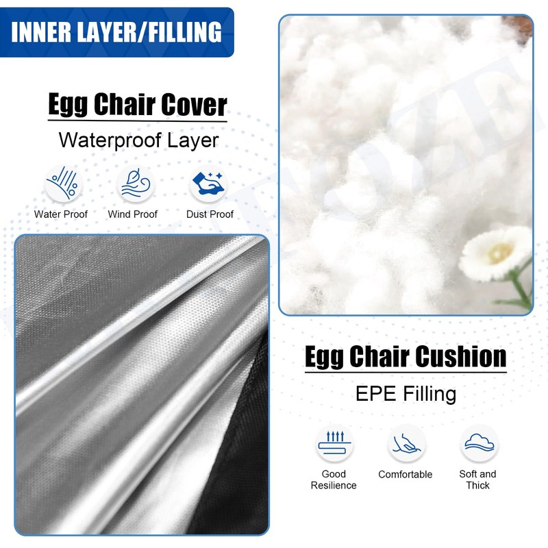 Egg Chair Cushion, Hanging Basket Chair Cushions with Pillow, Soft