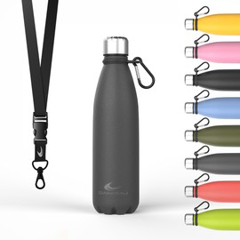 Daikoku - Edelstahl Wasserflasche | 100% Auslaufsicher | Hält 12 Stunden Heiß, 24 Stunden Kalt | BPA-Frei und Gesund | Modische Farbe, Ideal für Alltag und Outdoor | Grau | 500 ML