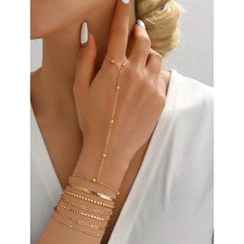 Hand Chain Bracelet for Women Dainty Gold Bracelets Trendy Ring Bracelet Hand Chain Hand Jewelry Gifts for Women