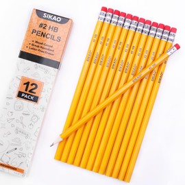 Sikao Pencils, 12Pack Number #2 HB Wood Pencils with Erasers for Kids Sketching Drawing, Classroom Must Haves Essentials for Teachers, School Supplies