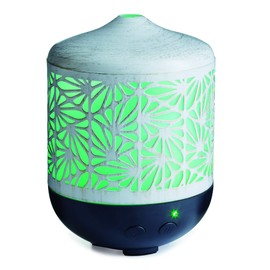 Airome Champagne Palmette Large Cut Metal Essential Oil Diffuser|250 mL Humidifying Ultrasonic Aromatherapy LED Lights, 24 Hours Intermittent & Continual Mist Auto Shut-Off, White/Gold