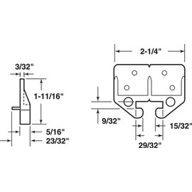 Prime-Line R 7084 Drawer Track Guide and Glides (2-pack),Brown