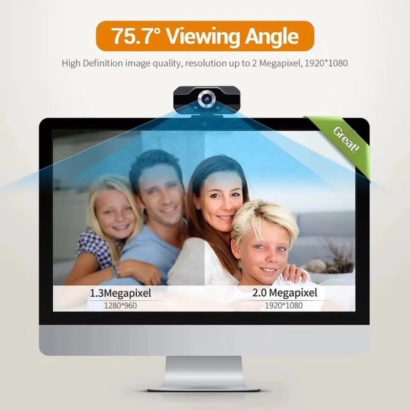 1080P Webcam with Microphone, HD Webcam HD 1080P AutoFocus Webcam