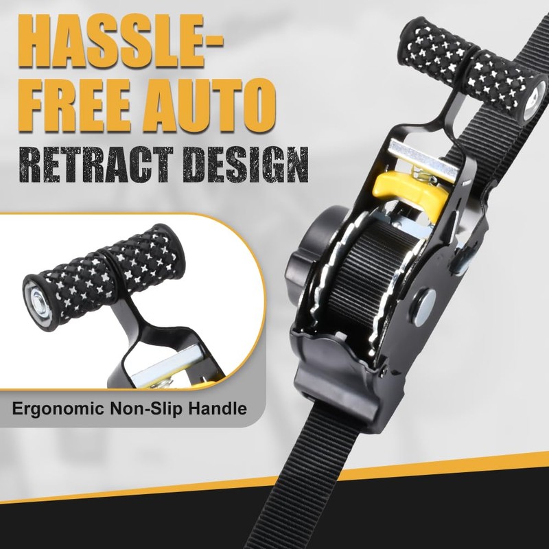 Retractable Ratchet Straps 1 Inch x 10 Feet 1,500lb Break