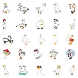 Pack of 50 Cartoons Cute Goose Waterproof Stickers for Teenagers Adults, Cute Duck Funny Ducks Graffiti Stickers for Water Bottle, Bicycle, Computer, Car, Luggage, Skateboard, Suitcase, Laptop