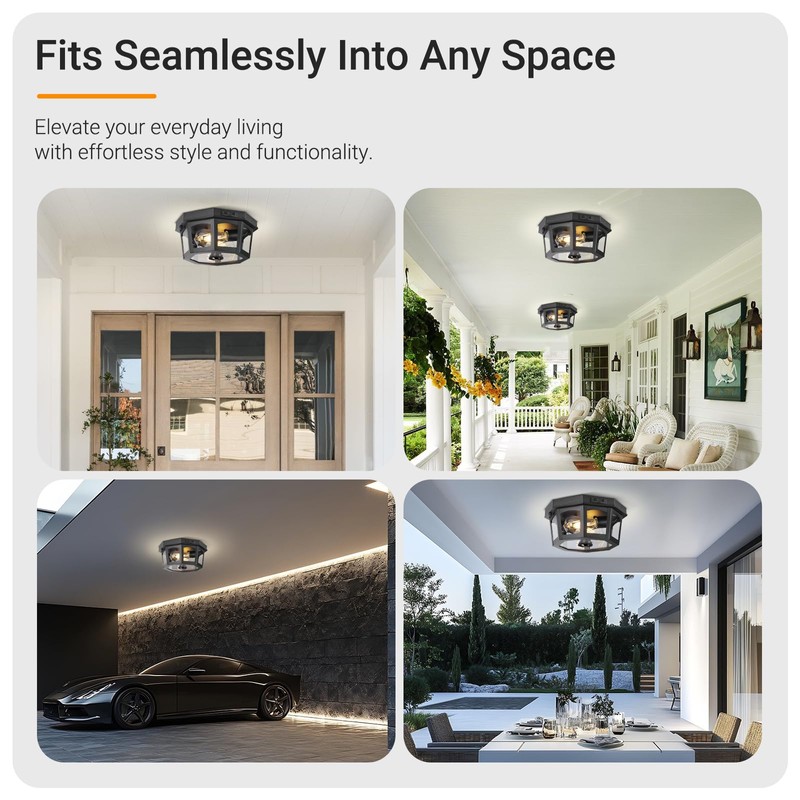 HILUXIA Outdoor Ceiling Light Fixture, Motion Sensor Flush Mount Porch