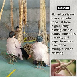 Jute Hemp Rope Nets for Safety and Decoration: Indoor & Outdoor Use, Kids' Climbing, and Versatile Protection (4ft x 8ft)