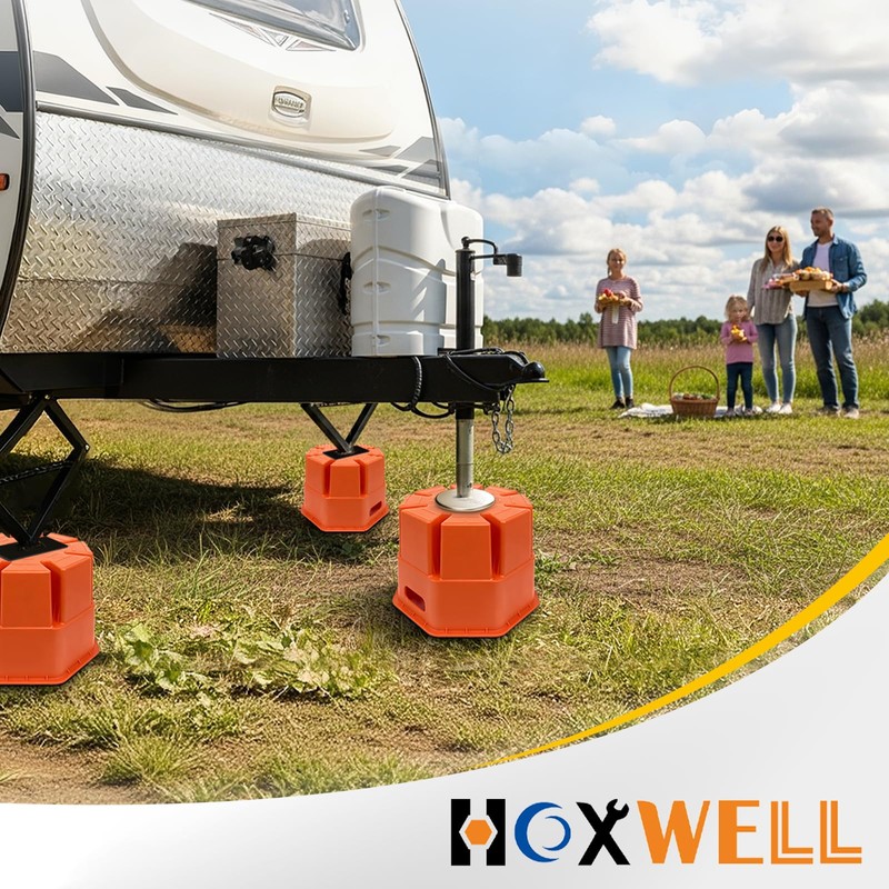 HOXWELL 8''High RV Trailer Jack Block with Handle, RV Stabilizer