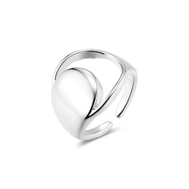 ALEXCRAFT Chunky Ringe Damen Silber Wasserfest Durchbrochene Linie Freundin Temperament Persönlichkeit Ringe Mama Engagement Promise Verstellbar Ring Schmuck für Damen Frauen