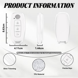 TOOMUME Key Case TPU Car Key Case Fits Nissan Qashqai J12 Juke F16 X-Trail T33 Airya B6 B8 B9 Micra Altima Teana Murano Kicks, Key Cover Protection Key Case - Horn