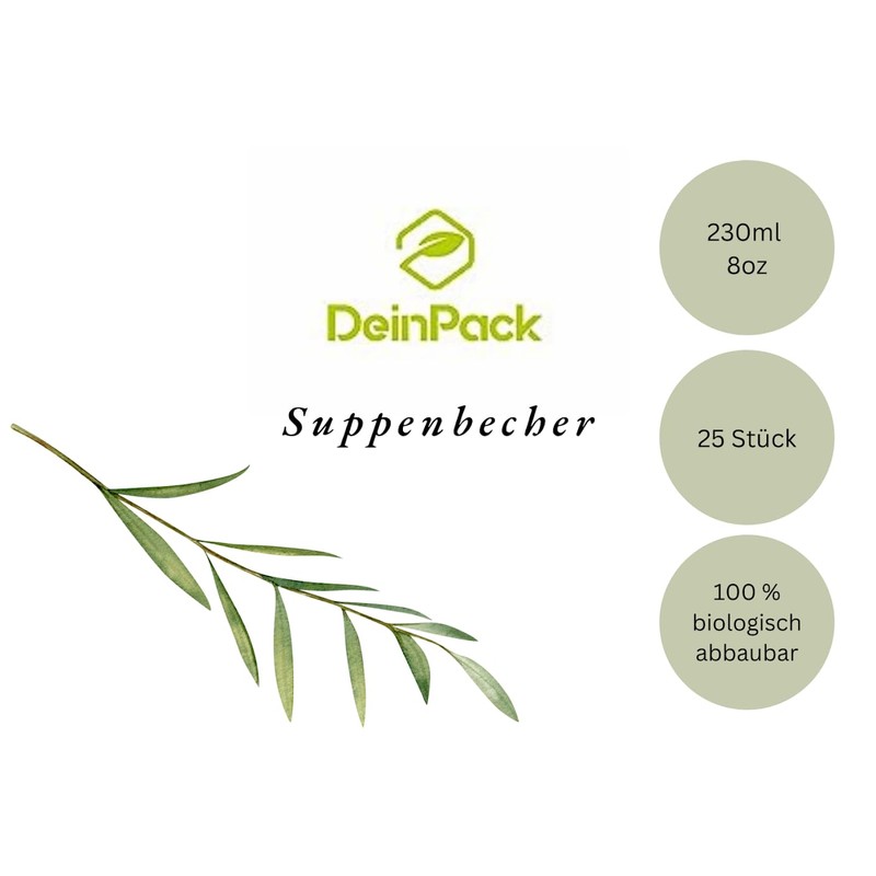 DeinPack 25 Soup Cups to Go with Lids Brown 230