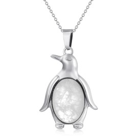 VIJASHOP Penguin Necklace for Women White Quartz Penguin Pendant Quartz Penguin Jewelry Valentine's Day Birthday Gifts for Mom Wife Daughter Penguin Lovers
