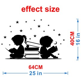 Book and Brain Vinyl Wall Decal – 25"x16" Removable PVC Sticker for Study Room, Library or Classroom, Inspirational Learning and Creativity Wall Art, Ideal for Education Decor (JWH342-reading Child)