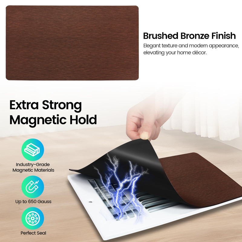 Magnetic Vent Covers, Extra Strong Magnets, Bronze 5.5" x 12"