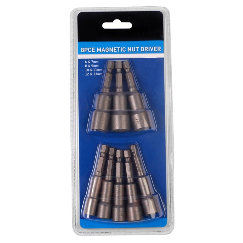 Safekom 8pc 1/4" Hex Magnetic Nut Driver Socket Set Metric