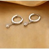 Reffeer Solid 925 Sterling Silver CZ Dangle Hoop Earrings for